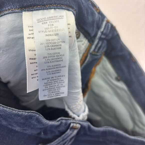 Good American Women's Indigo329 Button Fly Cashmere Blend Capri Jeans Size 28 - Picture 6 of 6